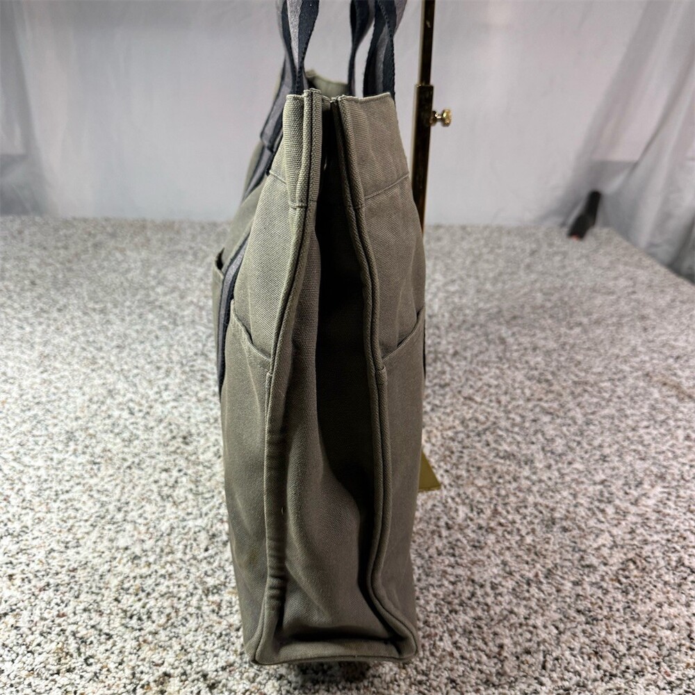 Hermès Fourre Tout Tote Bag Womens Gray Black Striped Double Handles Snap - Picture 13 of 15